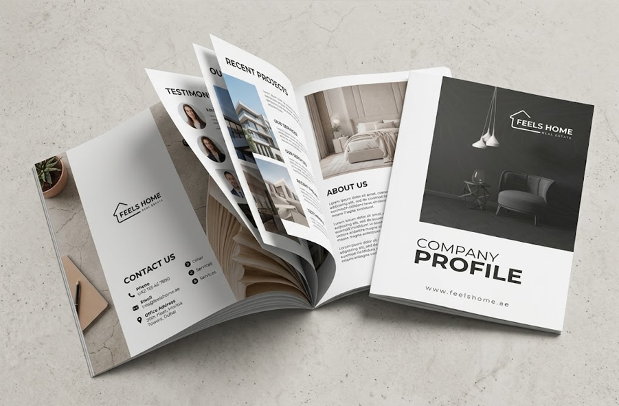 Riyadh Graphic Design Studio — Feels Home Real Estate Company Profile